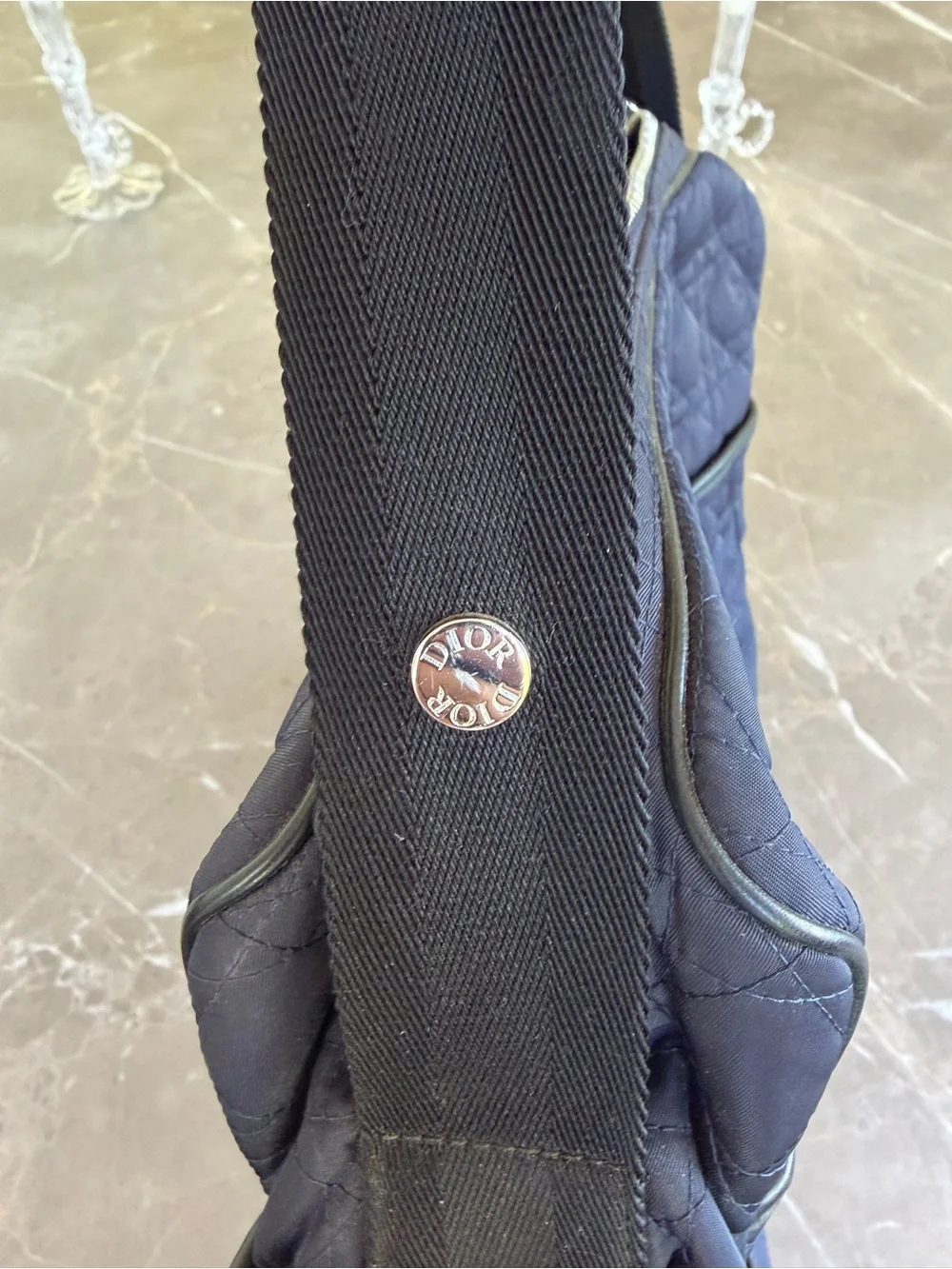 Dior Quilted Nylon Tote Navy & Black